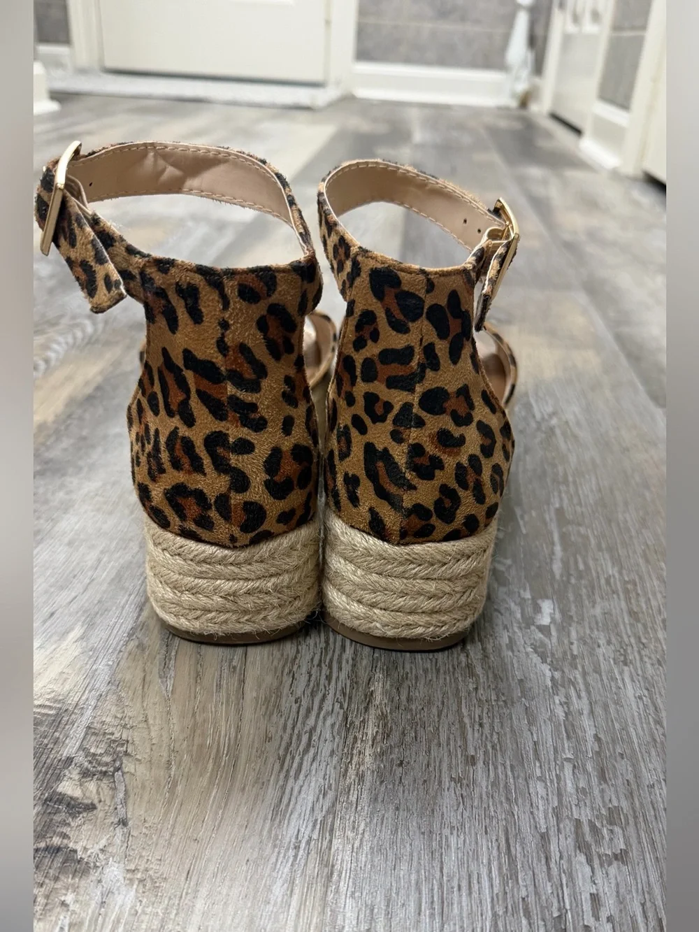 Leopard Print Platform Espadrille Sandals -